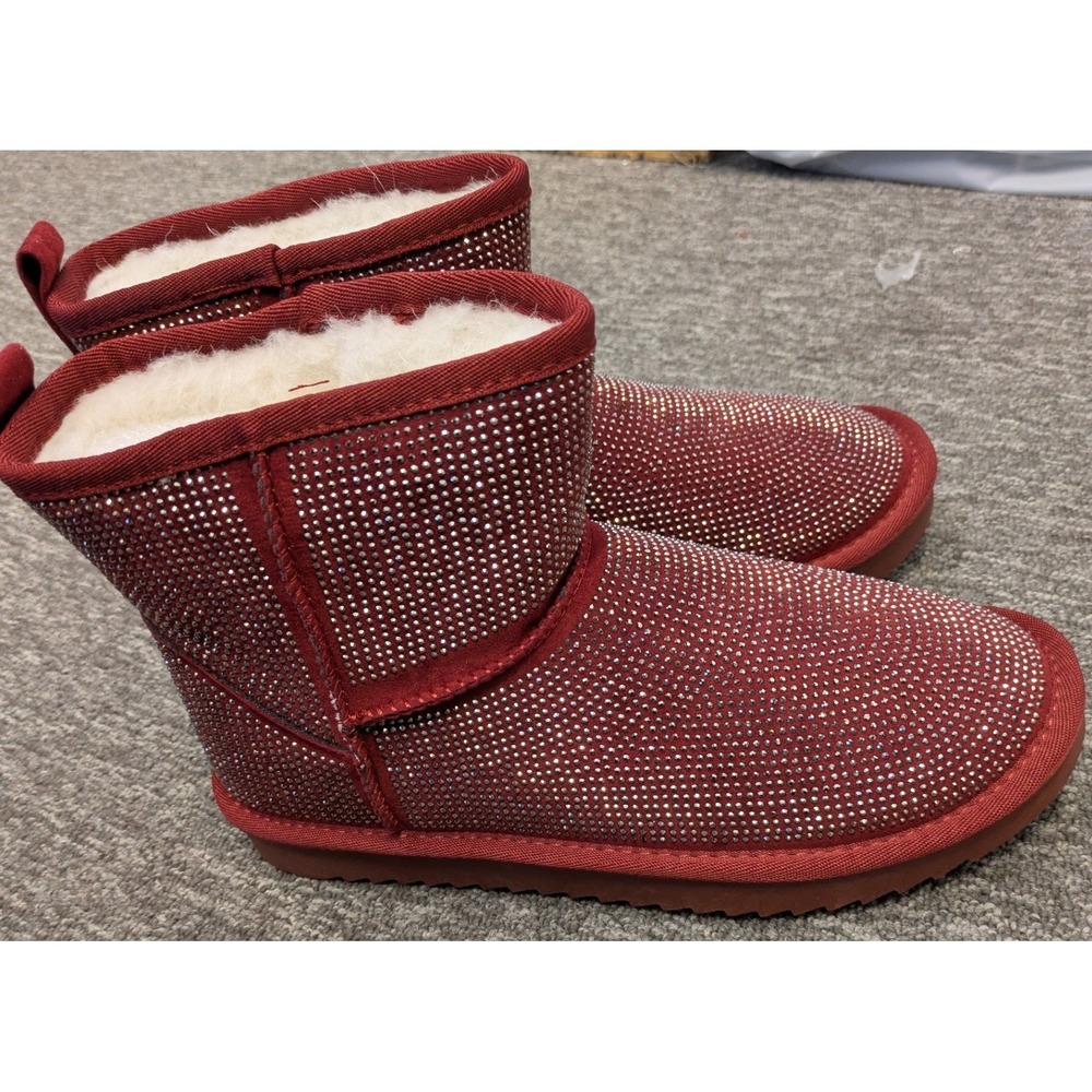 Cococci Presley Burgundy Sparkle Embellished Winter Boots Women's Size 7.5